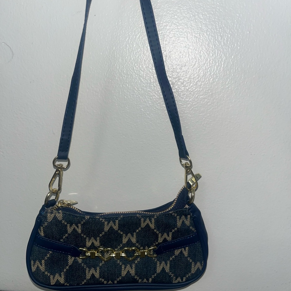 Stylish Blue and Gold Women's Shoulder Bag